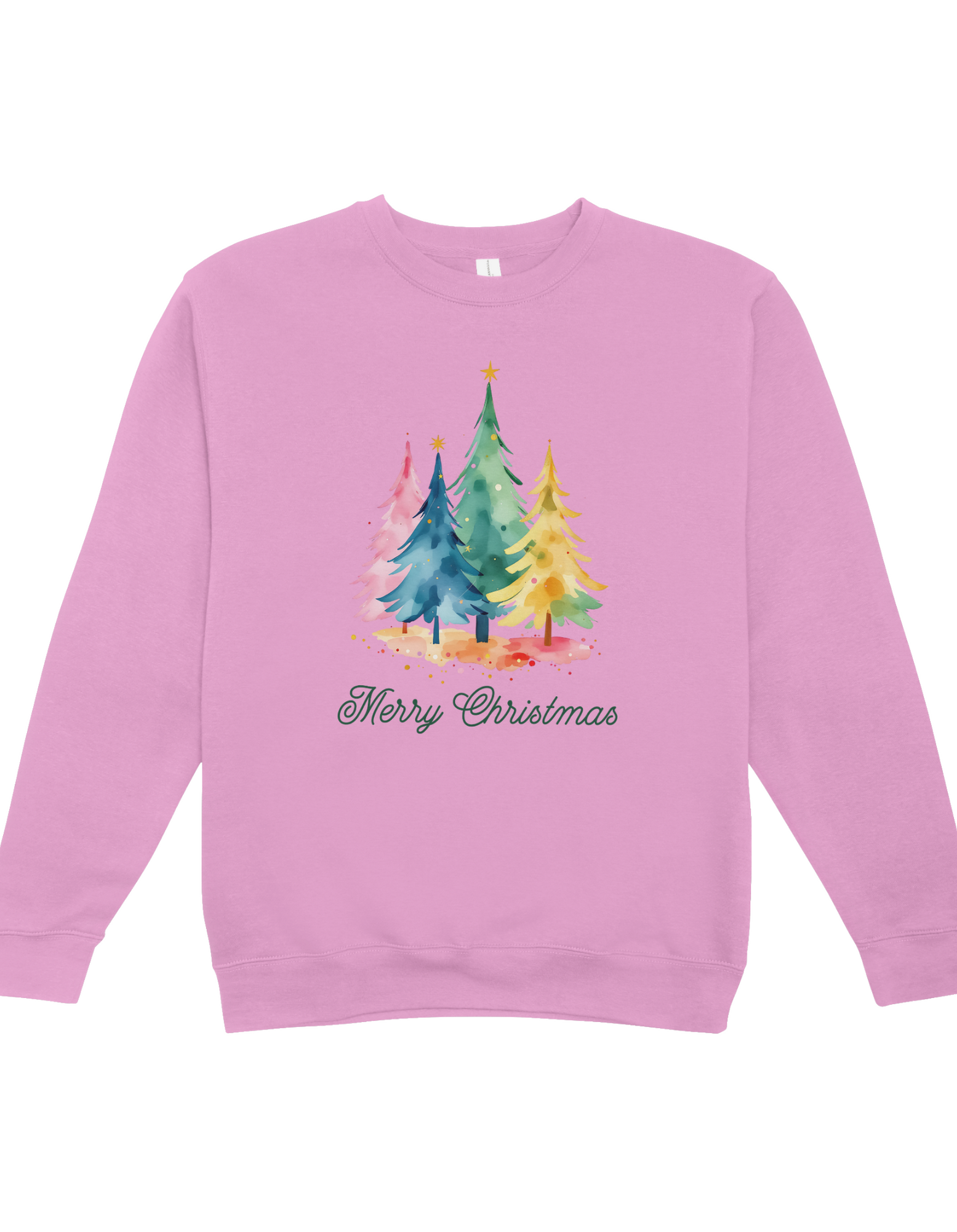 Pastel Christmas Trees “Merry Christmas” Crewneck Sweatshirt