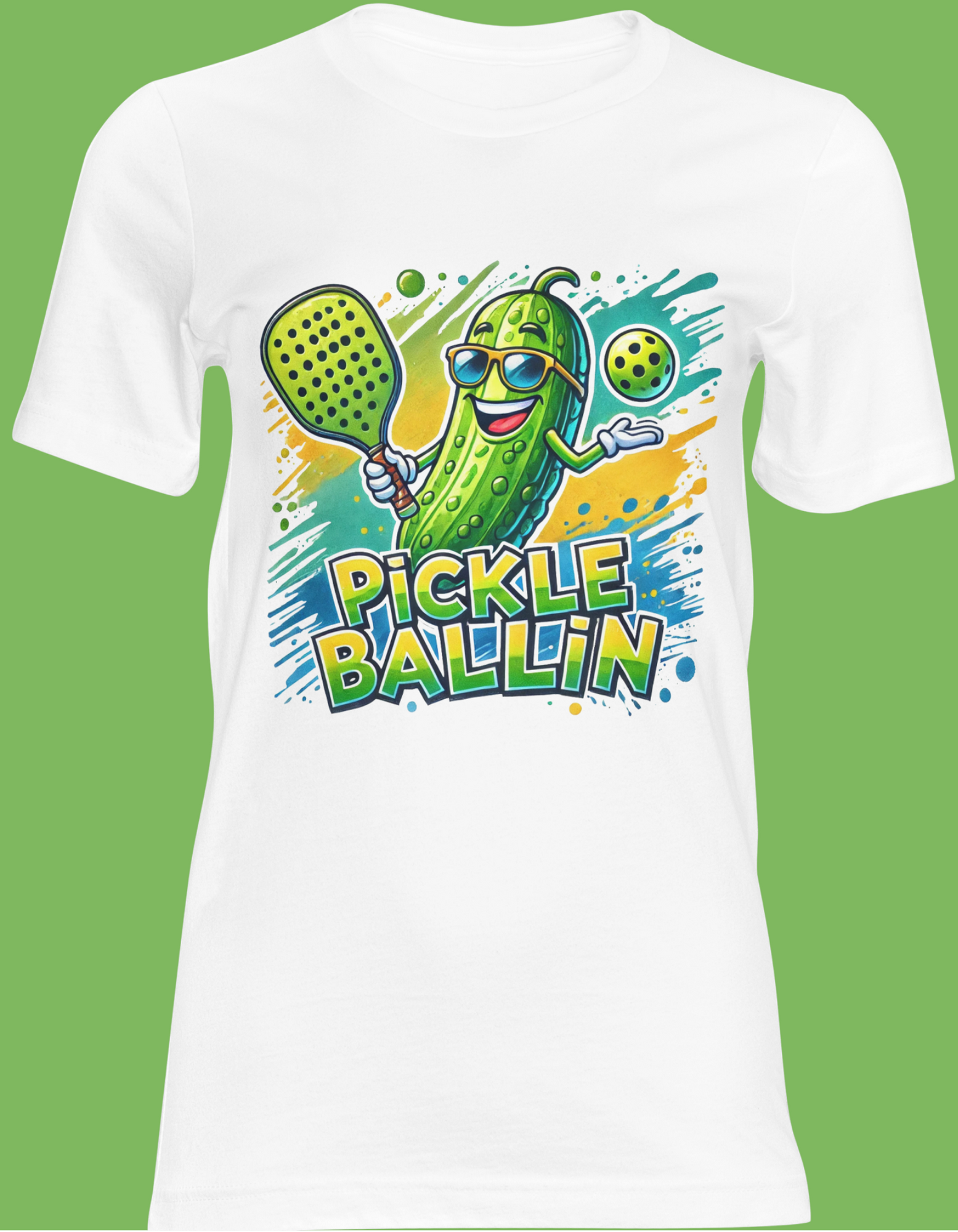 Pickle Ballin’ Shirt – Funny Pickleball Paddle & Ball Graphic Tee, Pickle Lover T-Shirt