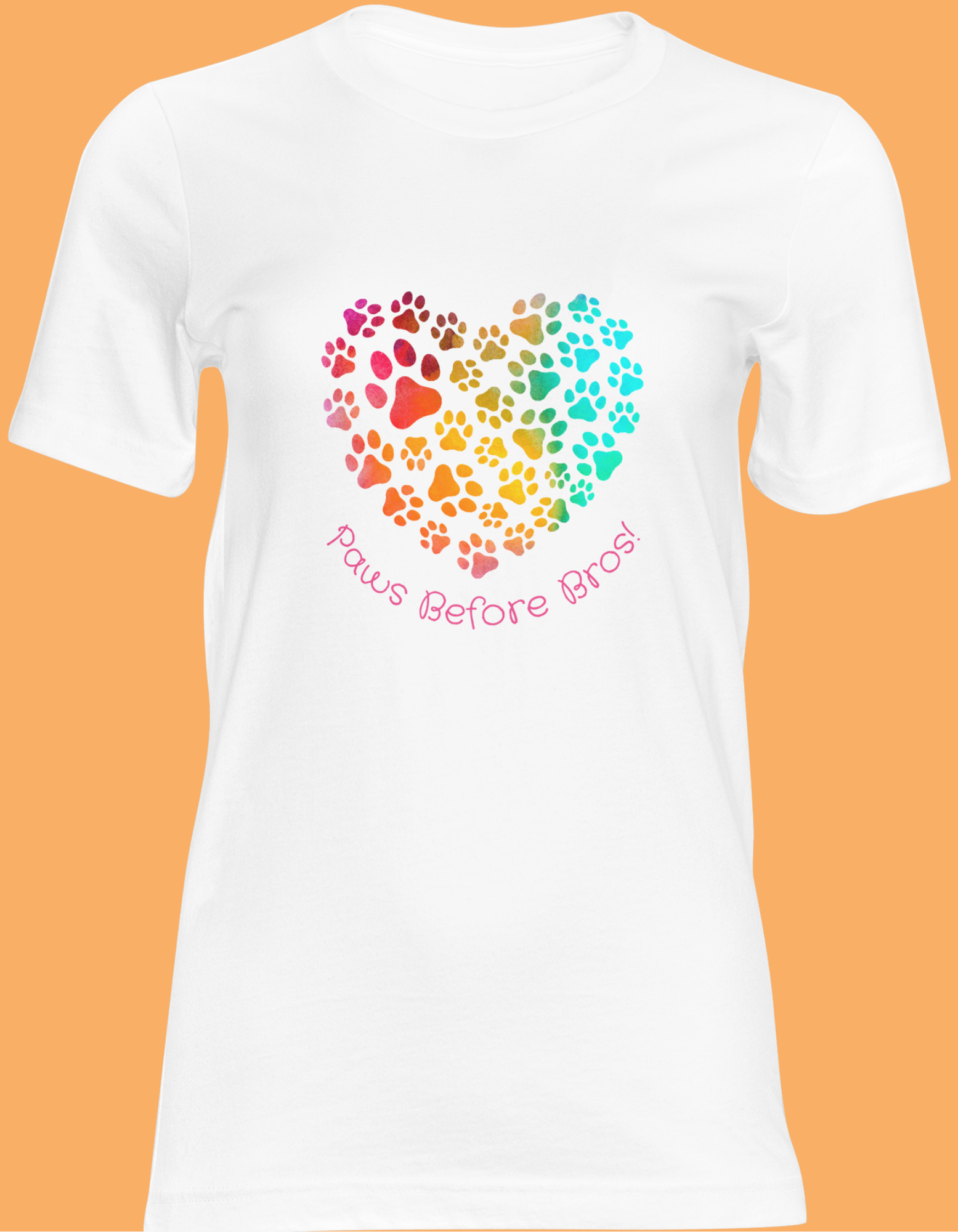 Paws Before Bros Shirt – Rainbow Paw Heart Tee for Dog Moms, Cute Pet Lover Graphic T-Shirt