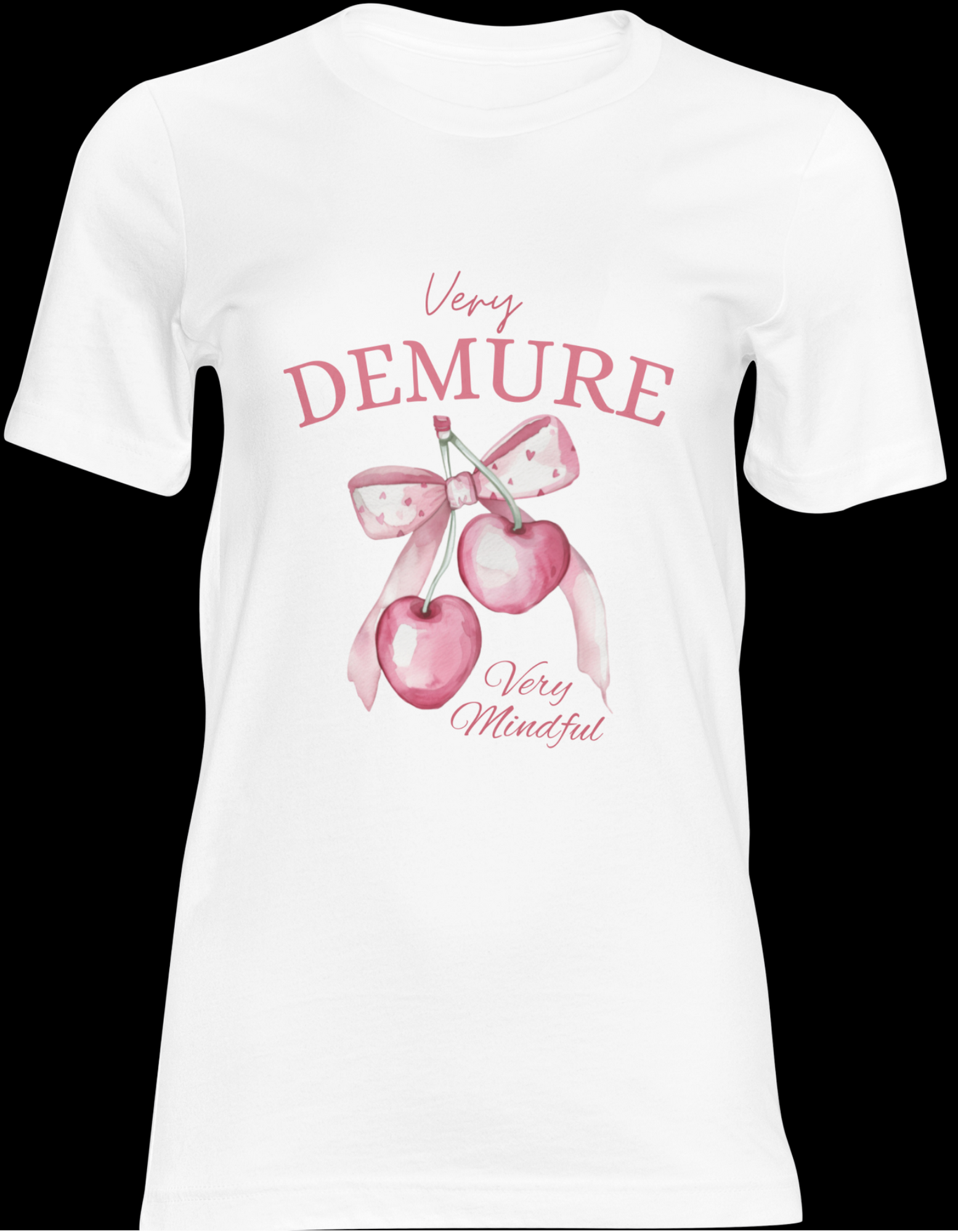 Very Demure Very Mindful Shirt – Cute Vintage Pink Cherries Aesthetic Tee, Soft Feminine Graphic T-Shirt