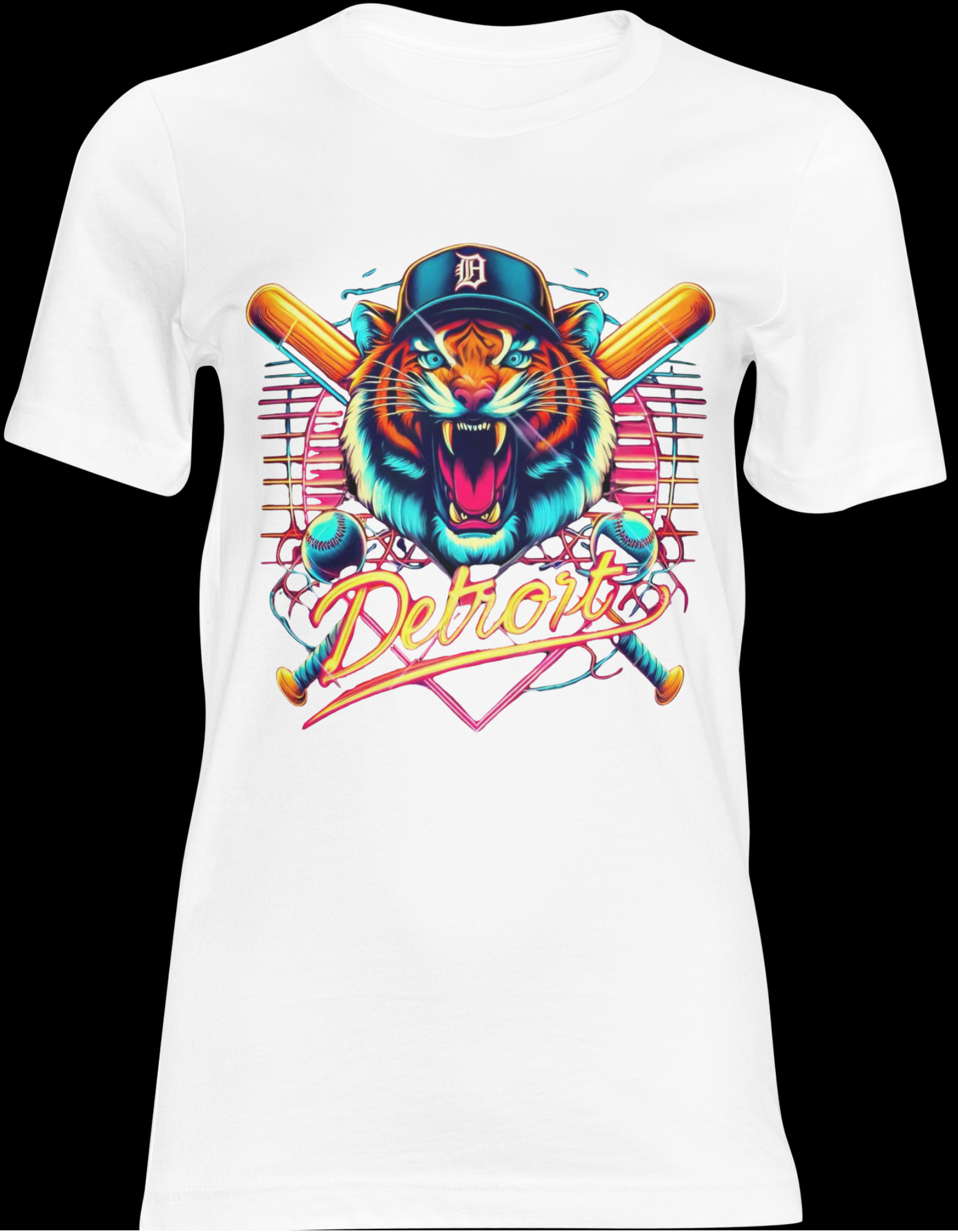 Detroit Baseball Shirt – Colorful Tiger Graphic Tee, Michigan Sports Fan T-Shirt