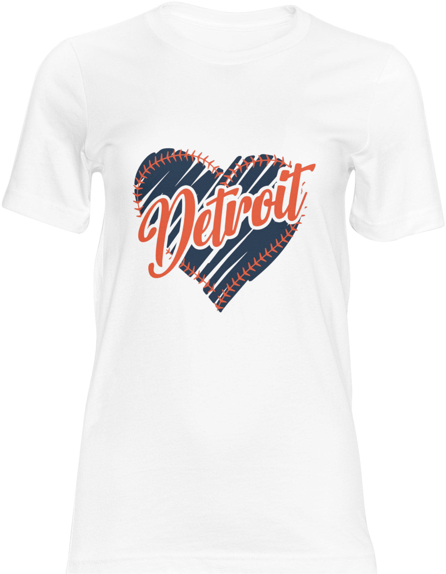 Detroit Baseball Heart Graphic T-Shirt | Michigan Sports Lover Tee