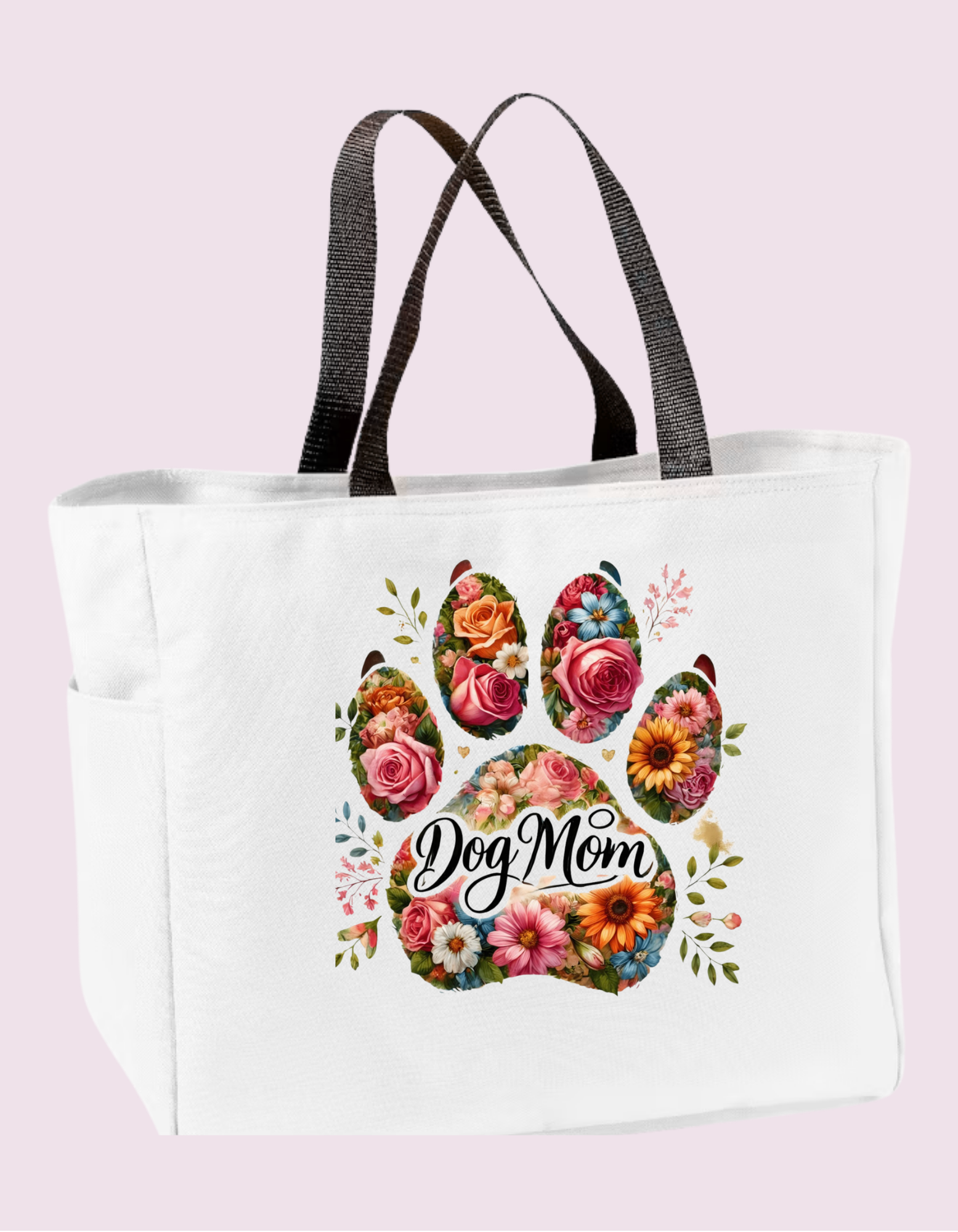 Dog Mom Floral Tote Bag – Cute Pet Lover Canvas Bag
